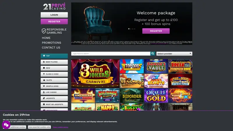 21 Prive - homepage (desktop)