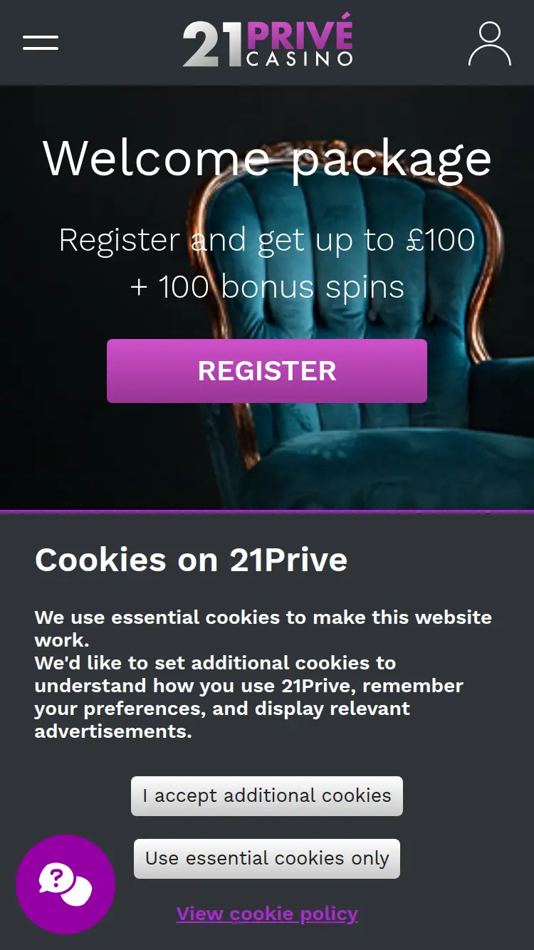 21 Prive - homepage (mobile)