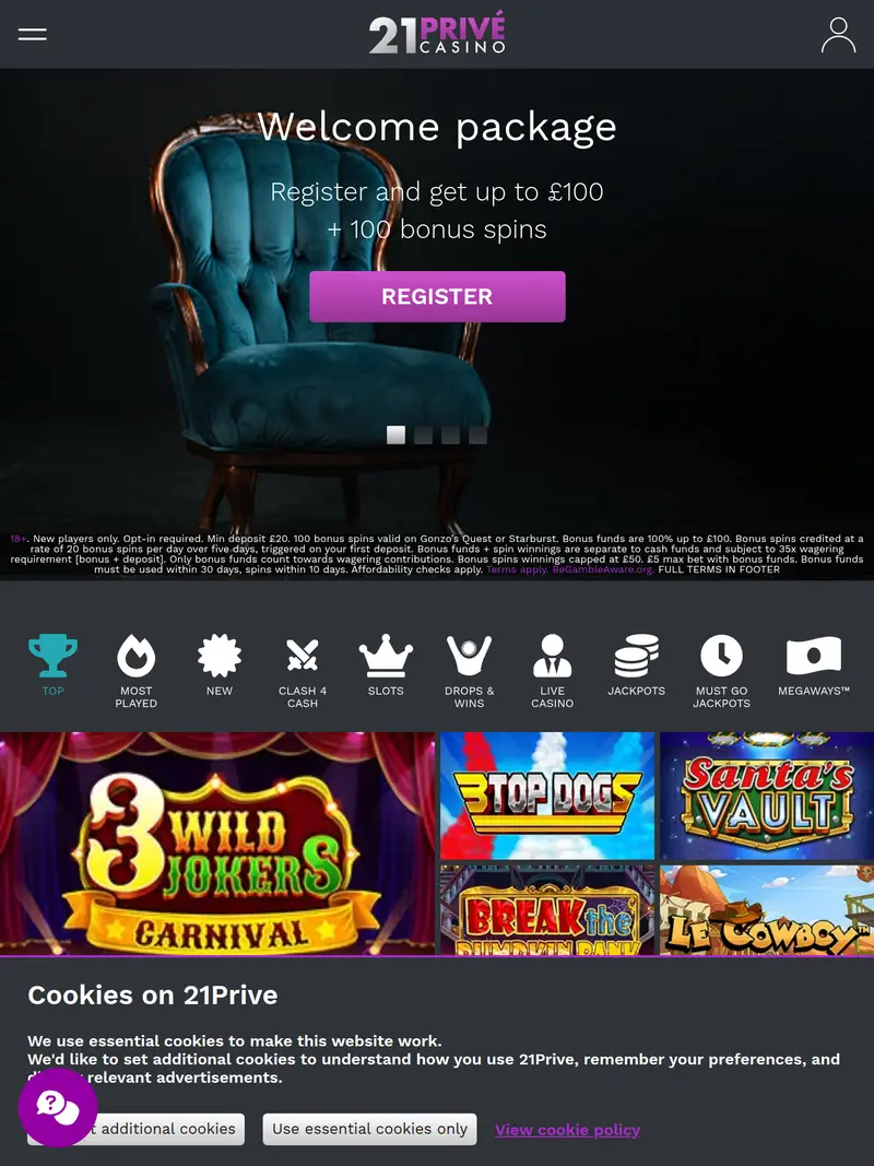 21 Prive - homepage (tablet)