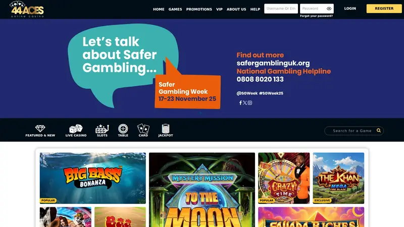 44 Aces - homepage (desktop)