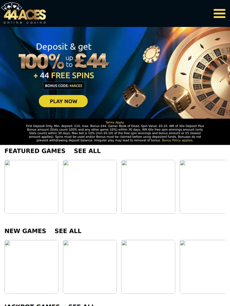 44 Aces - homepage (tablet)