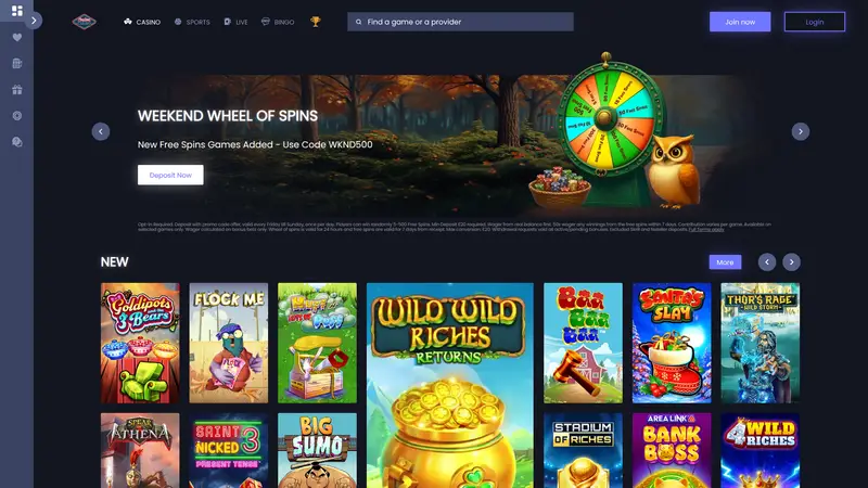 Anytime Casino - homepage (desktop)
