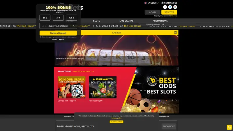 B Bets - homepage (desktop)