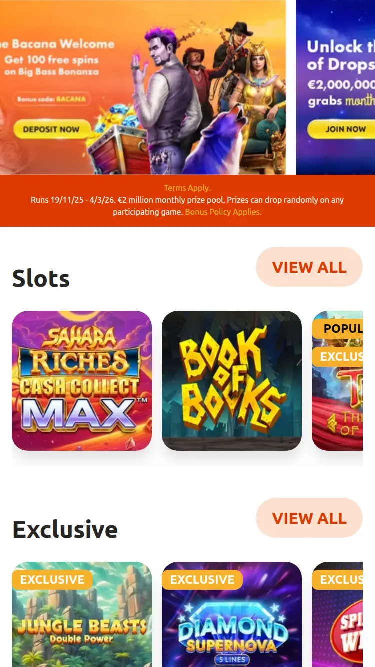 Bacana Play - homepage (mobile)