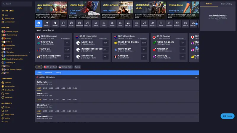 Bet600 - homepage (desktop)