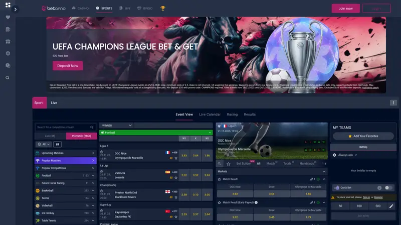 Betarno - homepage (desktop)