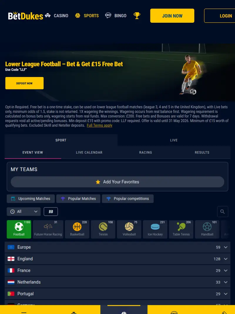 Betdukes - homepage (tablet)