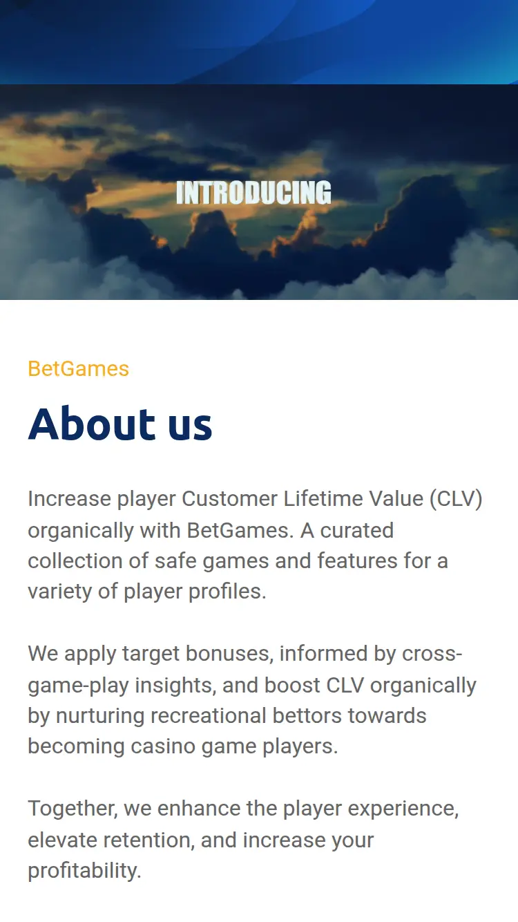 Bet Games TV - homepage (mobile)