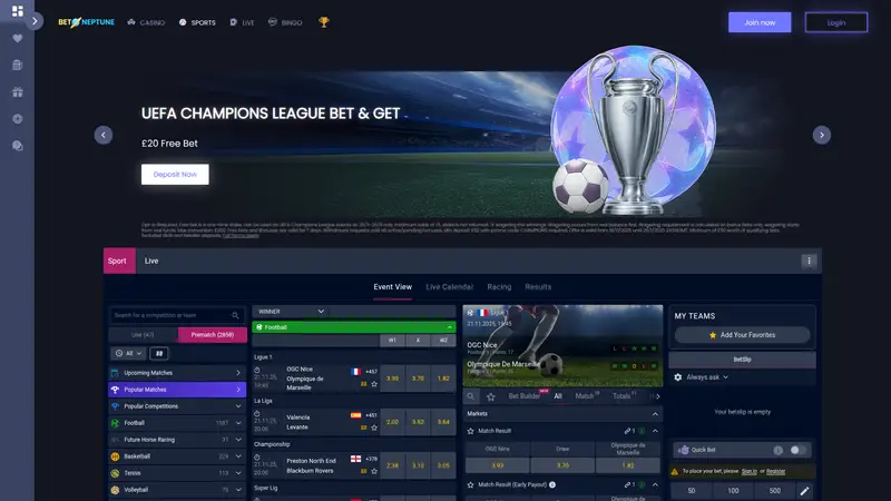 Betneptune - homepage (desktop)