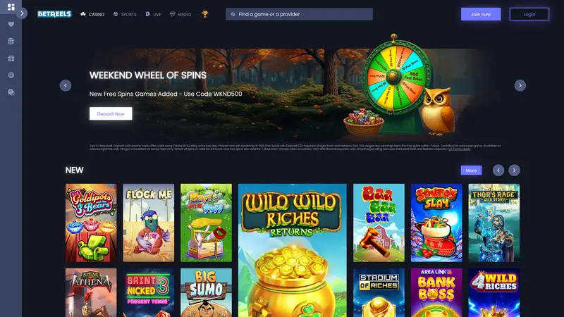 Betreels - homepage (desktop)