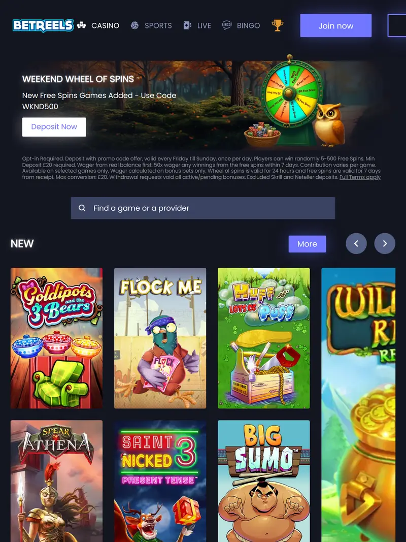 Betreels - homepage (tablet)