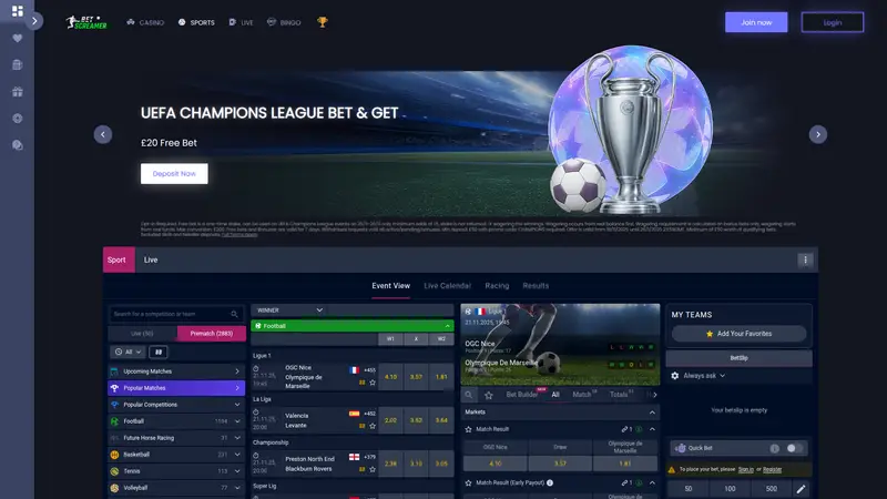 Betscreamer - homepage (desktop)