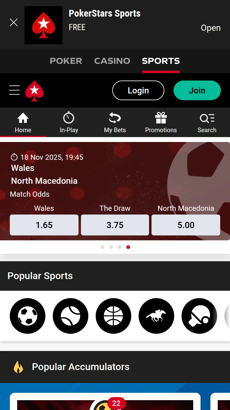 Betstars - homepage (mobile)