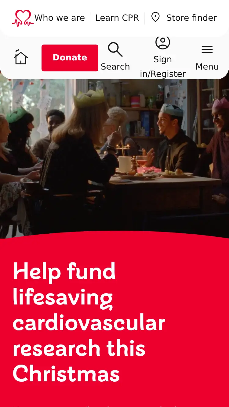 British Heart Foundation - homepage (mobile)