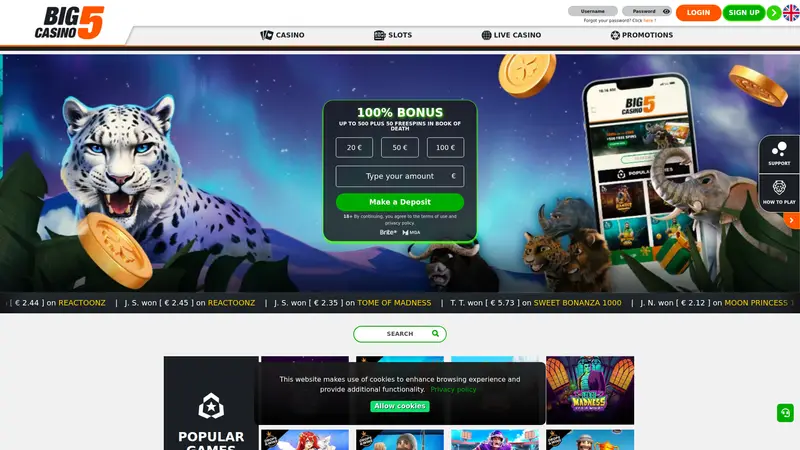 Big5 Casino - homepage (desktop)