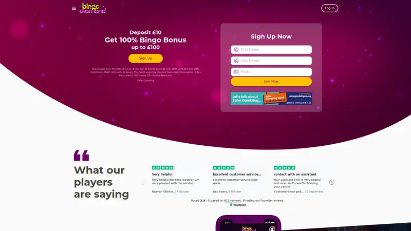 Bingodiamond - homepage (desktop)