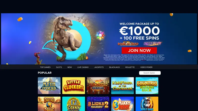 Bluefox Casino - homepage (desktop)