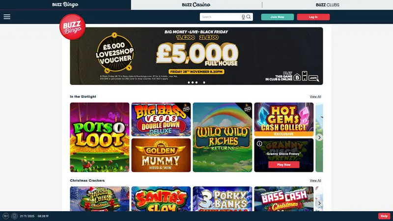 Buzz Bingo - homepage (desktop)