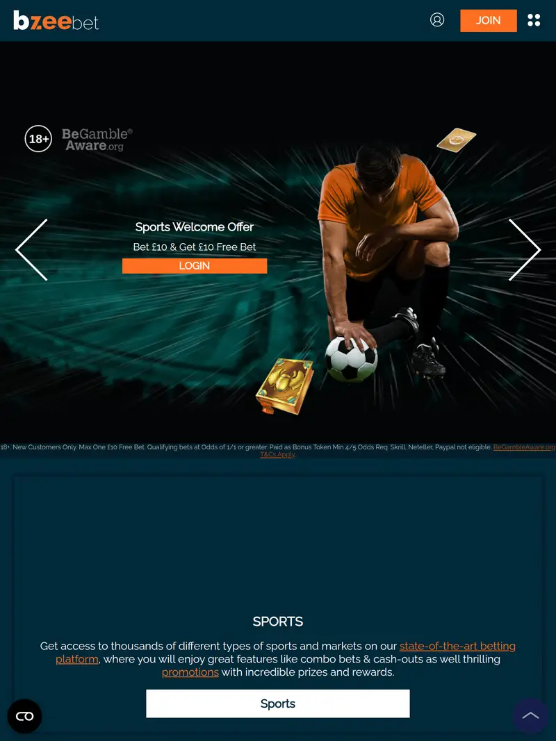 Bzee Bet - homepage (tablet)