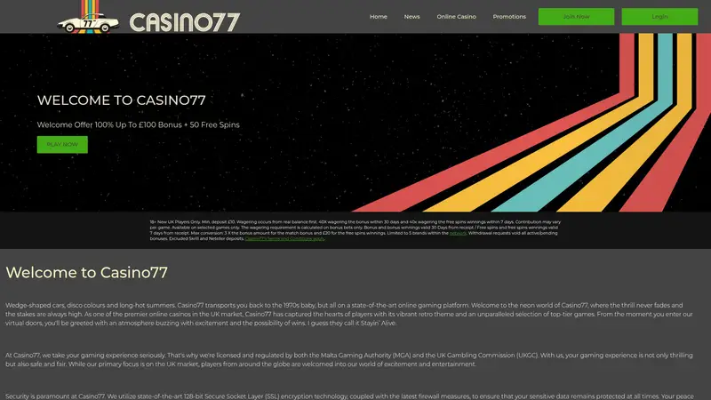 Casino77 - homepage (desktop)