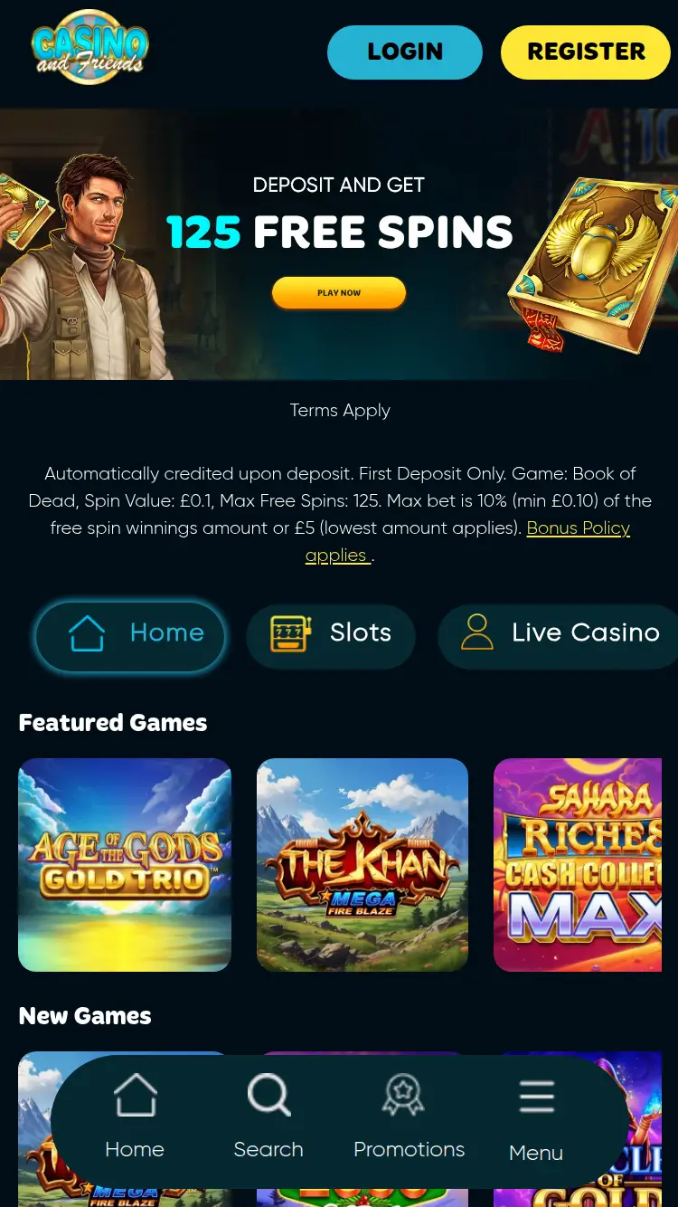 Casinoandfriends - homepage (mobile)