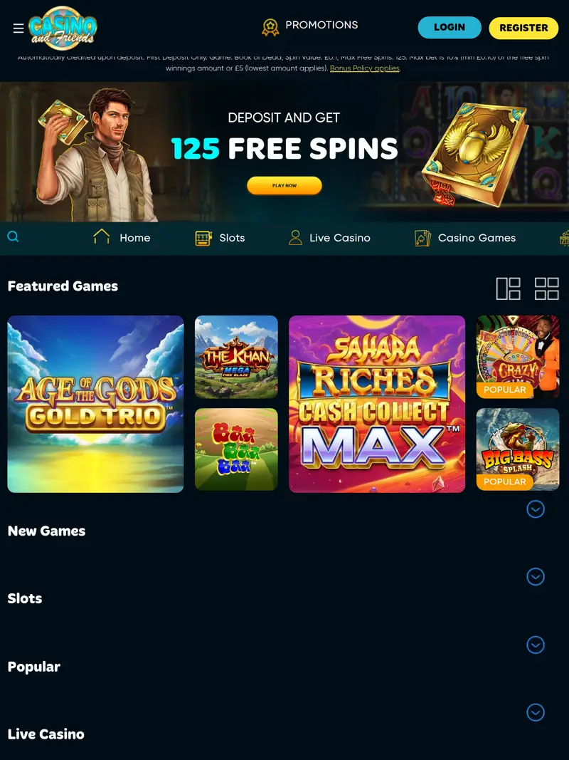 Casinoandfriends - homepage (tablet)