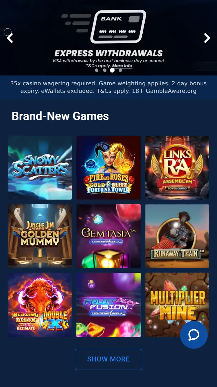 Casinoofdreams - homepage (mobile)