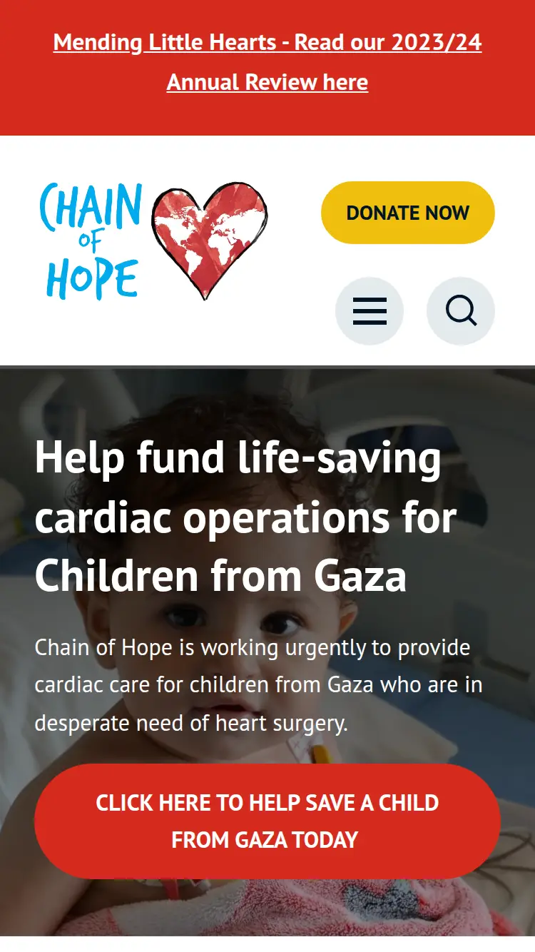 Chainofhope - homepage (mobile)