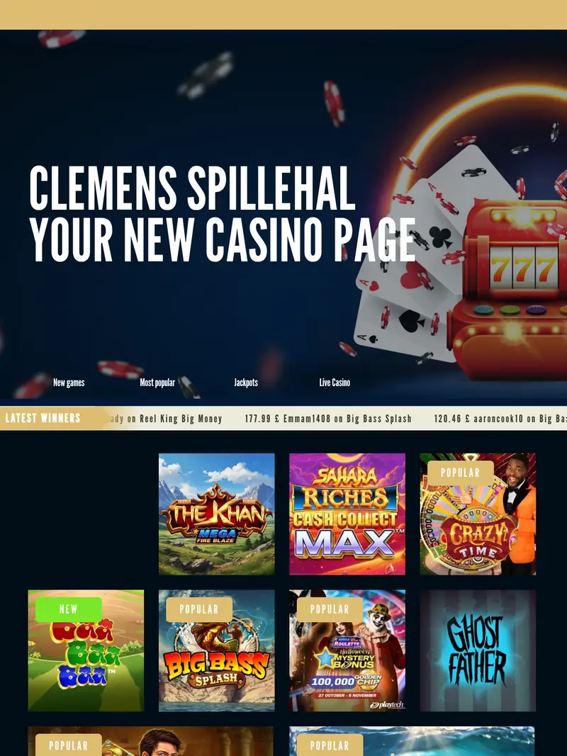 Clemensspillehal - homepage (tablet)