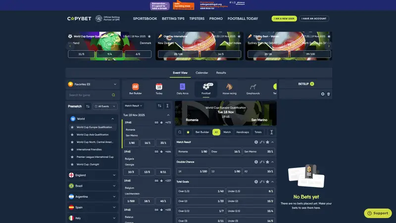 Copy Bet - homepage (desktop)