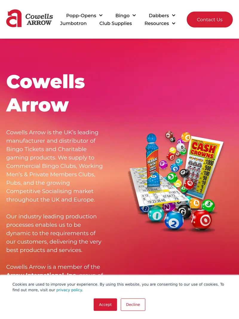 Cowellsarrow - homepage (tablet)