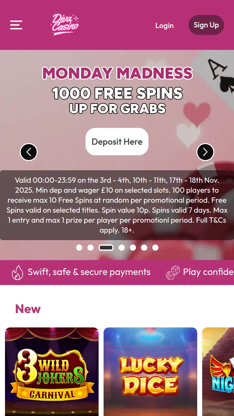 Diva - homepage (mobile)