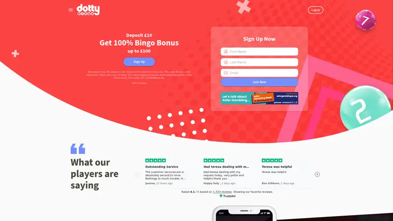 Dotty Bingo - homepage (desktop)