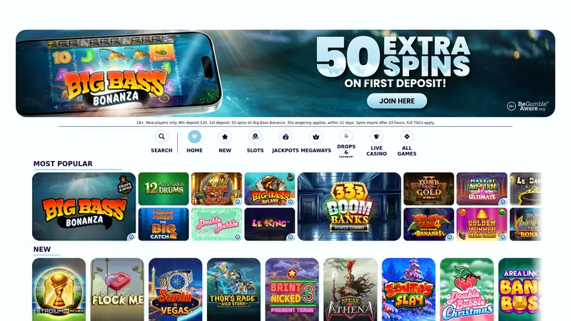 Dream Jackpot - homepage (desktop)