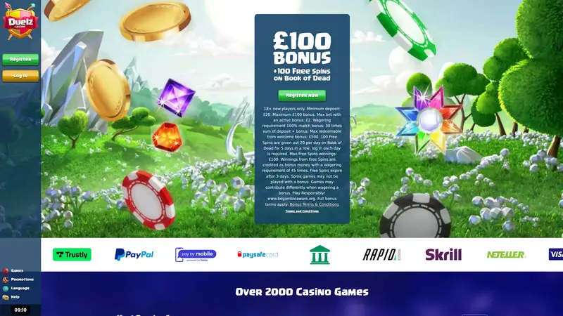 Duelz - homepage (desktop)