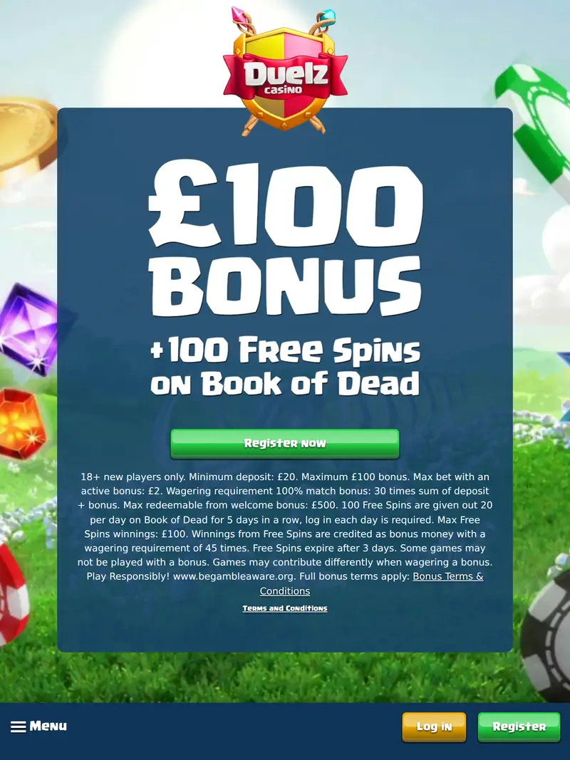 Duelz - homepage (tablet)