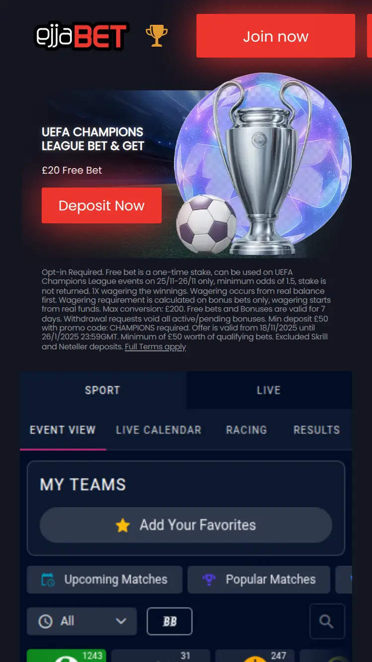 Ejja Bet - homepage (mobile)