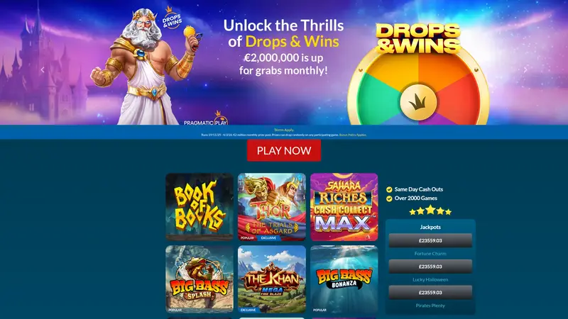 Eucasino - homepage (desktop)