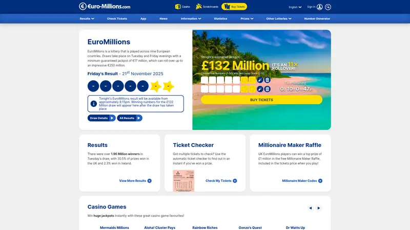 Euro Millions - homepage (desktop)