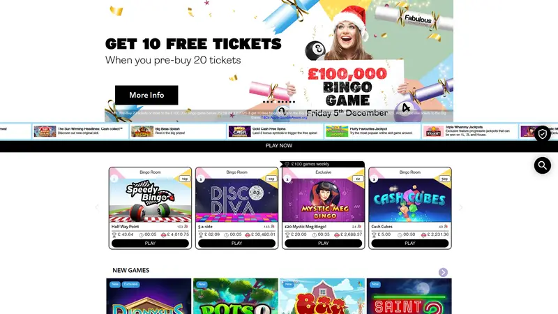 Fabulous Bingo - homepage (desktop)