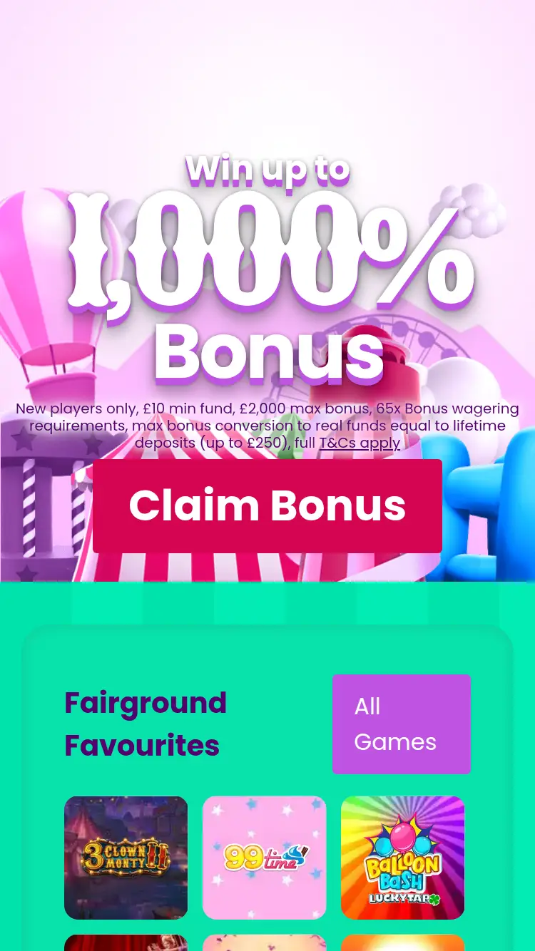 Fairground Slots - homepage (mobile)