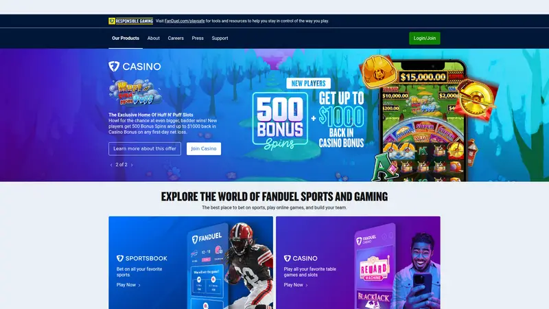 Fanduel - homepage (desktop)