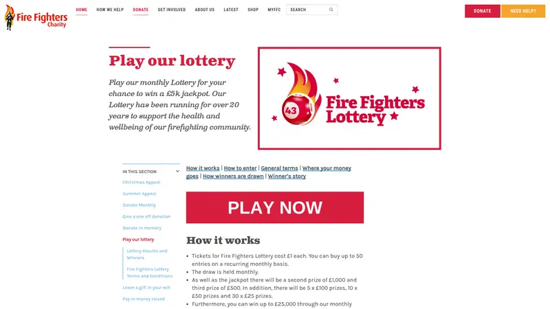 Firefighterscharity - homepage (desktop)