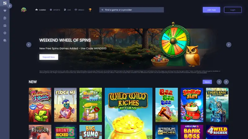 Funky Jackpot - homepage (desktop)