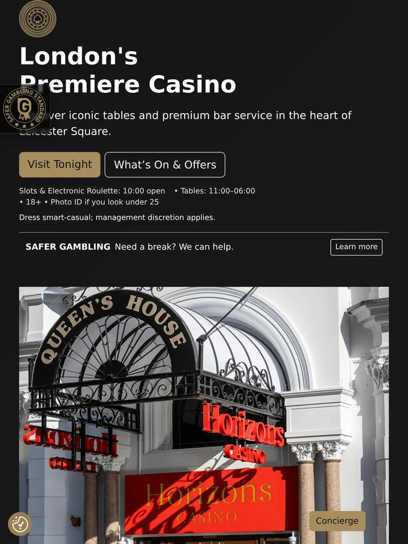 Horizons Casino - homepage (tablet)