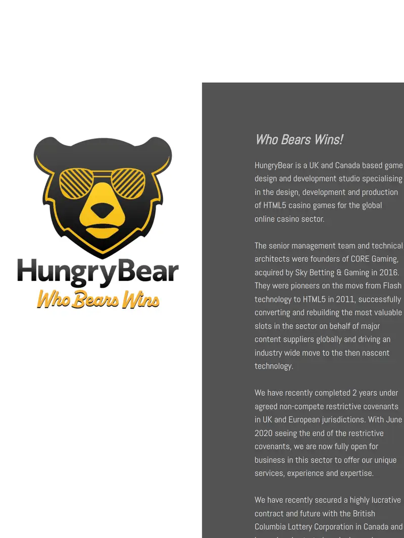 Hungrybear Gaming - homepage (tablet)