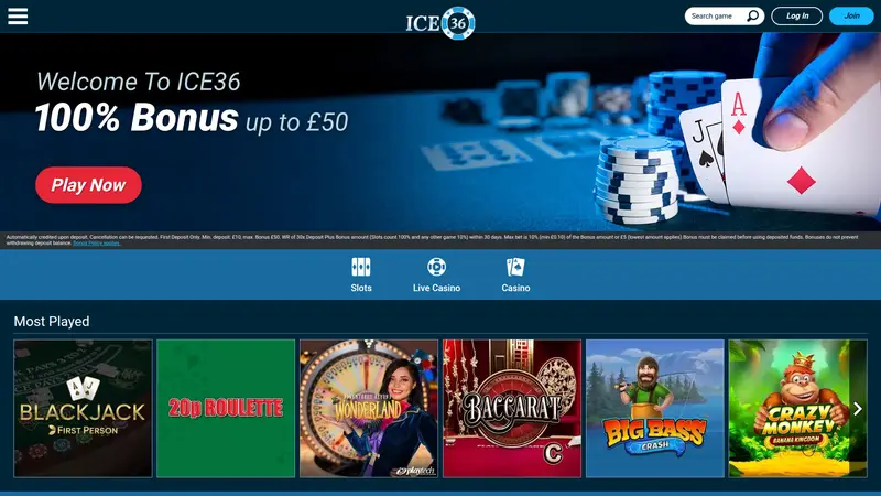 Ice36 - homepage (desktop)