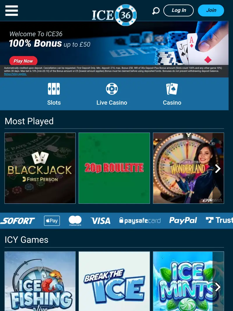 Ice36 - homepage (tablet)