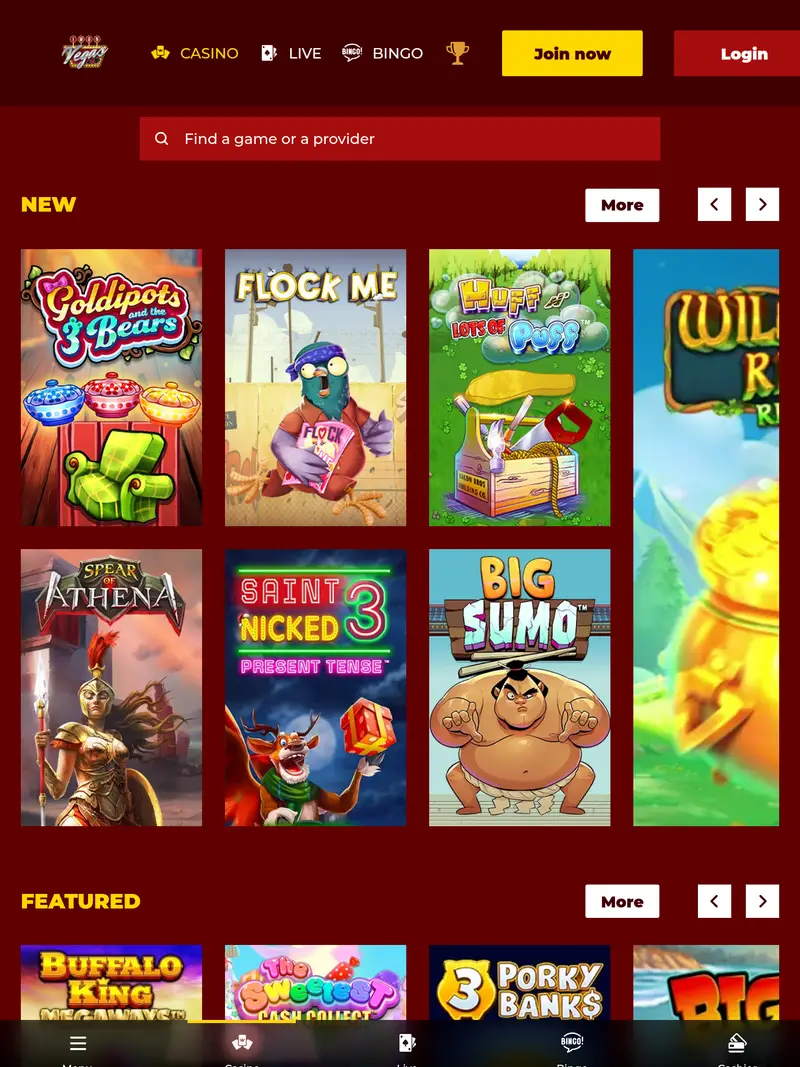 Iwon Vegas - homepage (tablet)