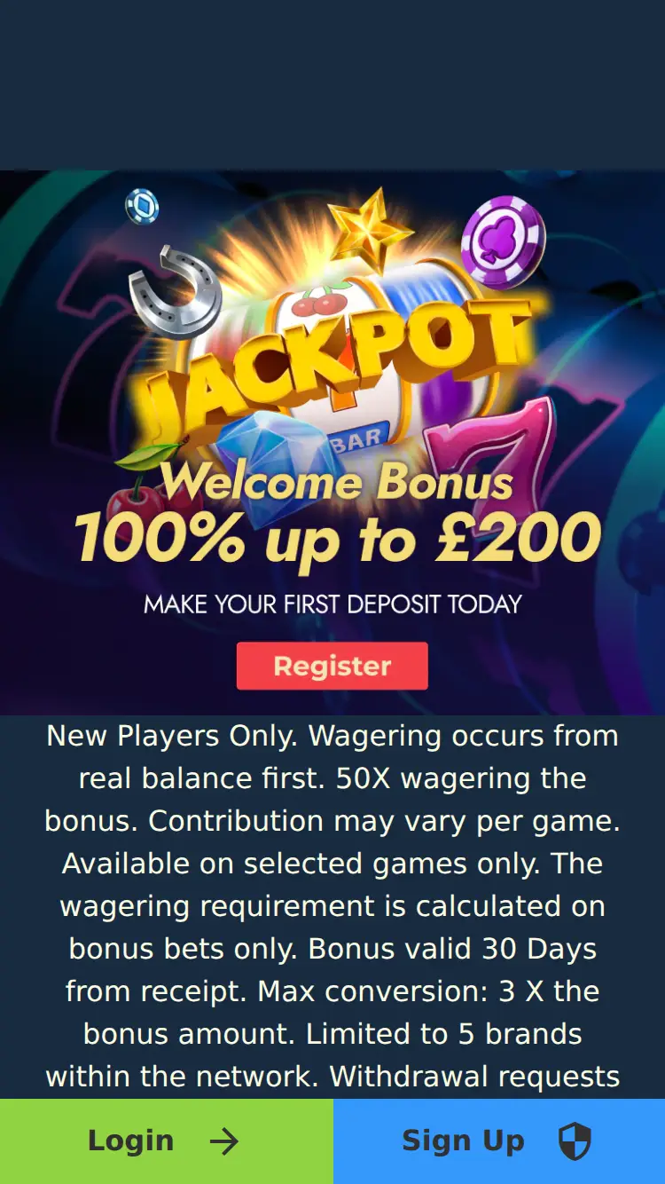 Jackpotparadise - homepage (mobile)